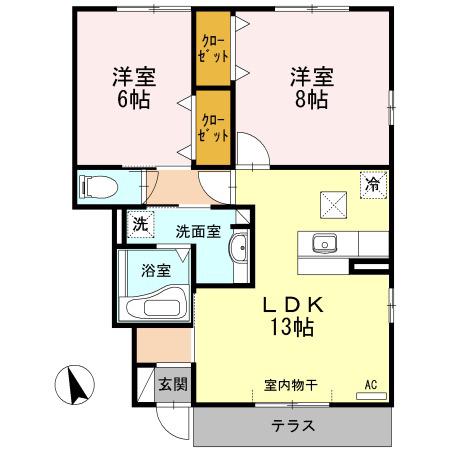 エル・ブラン(2LDK/1階)の間取り写真