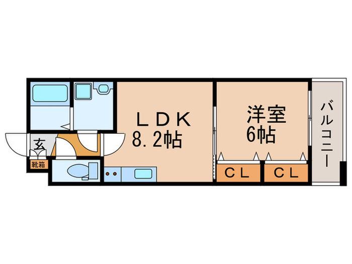 エクシード高井田(1LDK/2階)の間取り写真