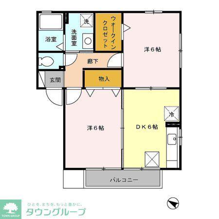 フローラM(2DK/1階)の間取り写真