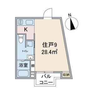 グランドスーシュ上社(1K/3階)の間取り写真