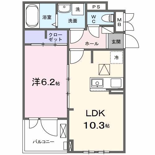 ラフィナート ナガタ(1LDK/1階)の間取り写真