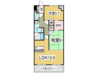 HAO新屋敷(2LDK/6階)の間取り写真