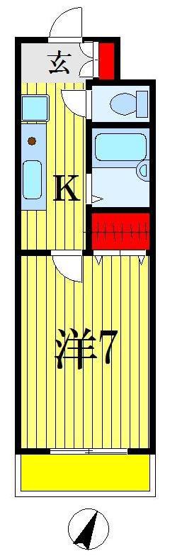 新田町小川マンション(1K/4階)の間取り写真