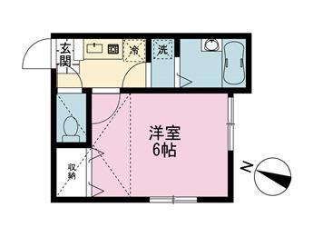 フローラS(1K/2階)の間取り写真