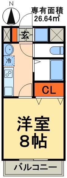 ウィッシュスクエアウエスト(1K/3階)の間取り写真