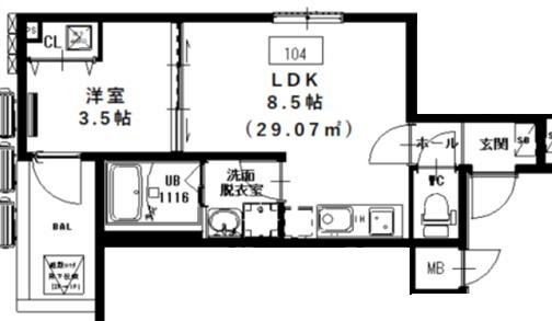 D PORTA FELIZ(1LDK/3階)の間取り写真