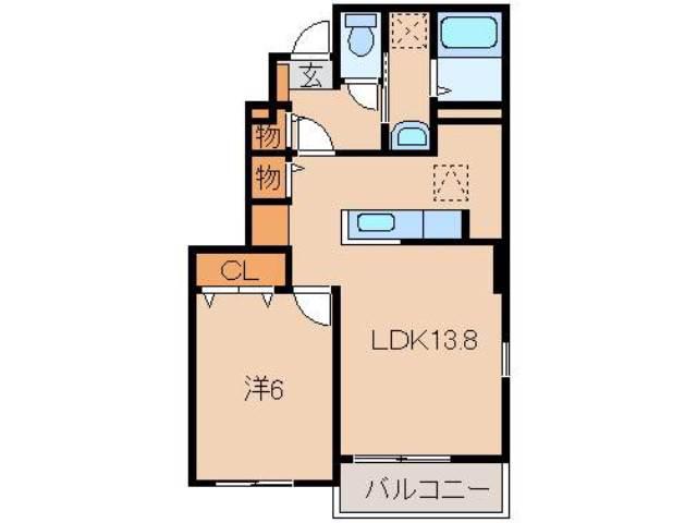 シャン・ノールXIII(1LDK/1階)の間取り写真