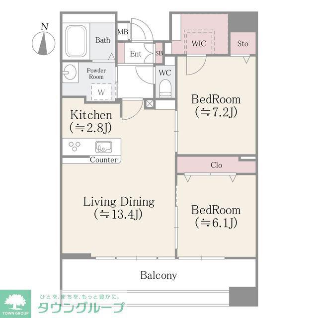クレアールフレスカ(2LDK/14階)の間取り写真