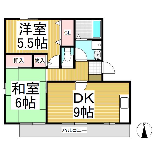 ST・グリーンライフ ヨコヤ A(2DK/2階)の間取り写真