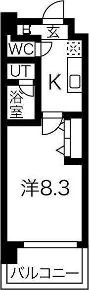 スプランディッド新大阪III(1K/9階)の間取り写真