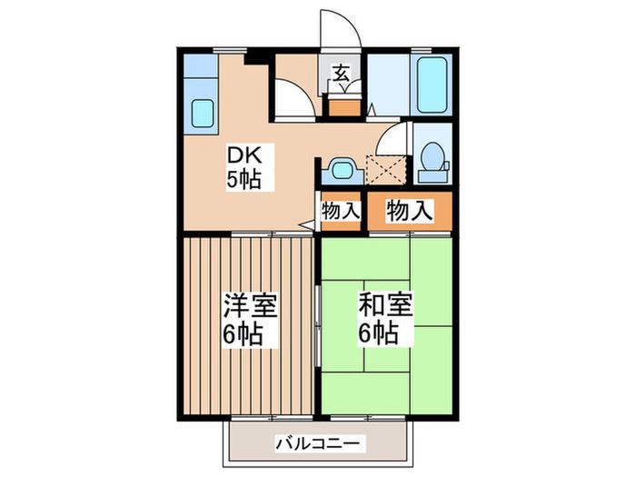 T&SガーデンI(2DK/2階)の間取り写真