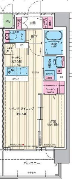 サザンネスト住ノ江駅前(1LDK/4階)の間取り写真