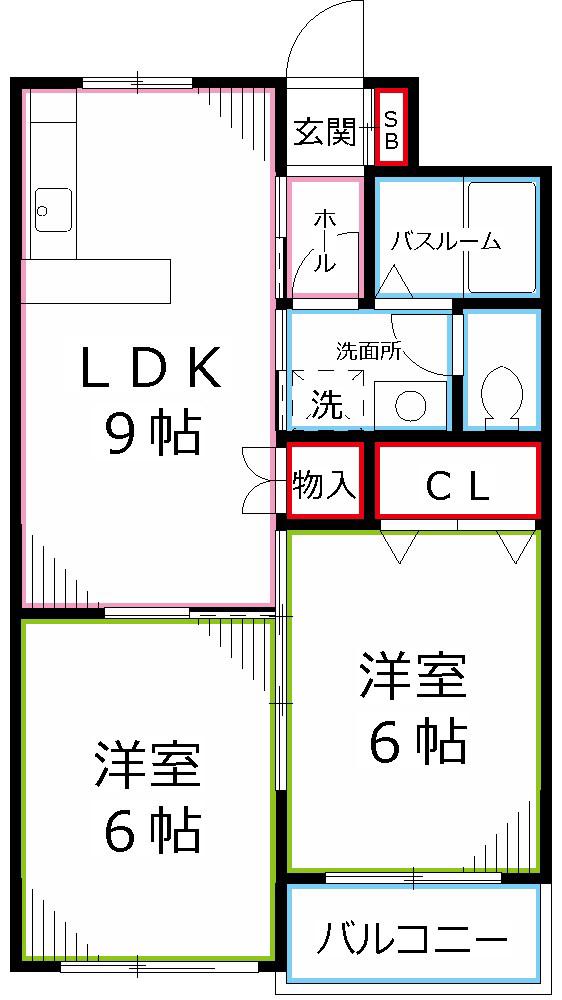 ストークマンション新藤(2DK/1階)の間取り写真