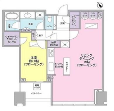 シティタワー麻布十番(1LDK/23階)の間取り写真
