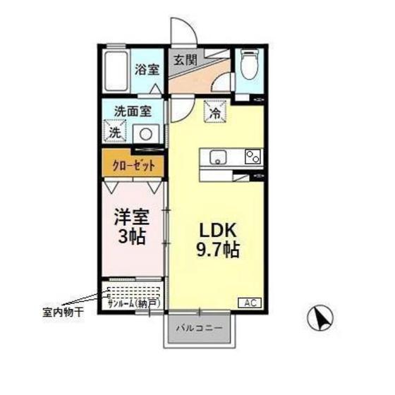 フェリックスD(1LDK/2階)の間取り写真