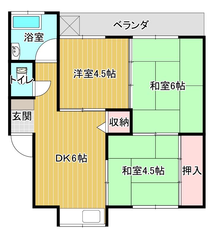 馬服マンション(3DK/3階)の間取り写真