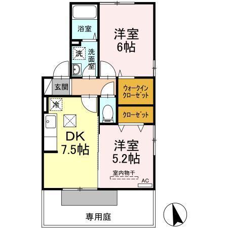 フラッターA(2DK/1階)の間取り写真
