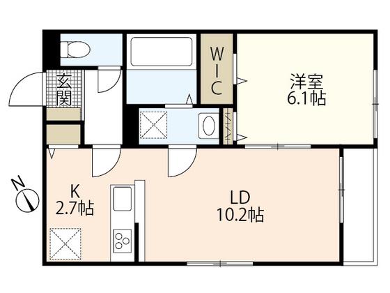 アーバン長尾(1LDK/2階)の間取り写真