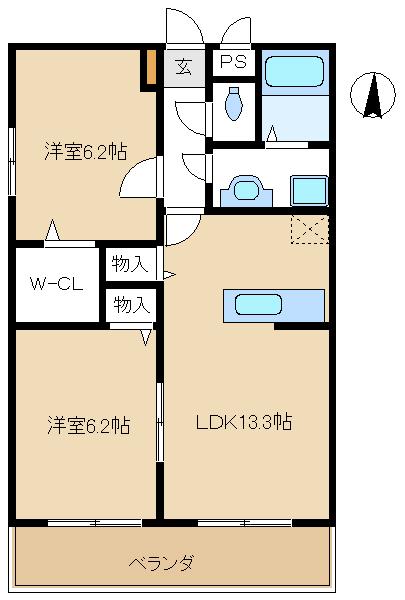 グランフルール(2LDK/1階)の間取り写真