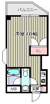 フローレンス橘(ワンルーム/2階)の間取り写真