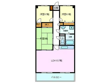 メゾンつつじヶ丘(3LDK/1階)の間取り写真