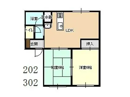 コーポウィング(2DK/3階)の間取り写真