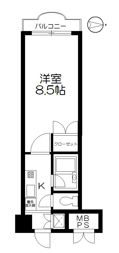 シャンブル向山(1K/1階)の間取り写真