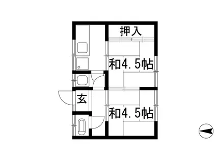 スズランハイツ(2K/2階)の間取り写真