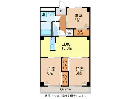 クレスト・デュオ(3LDK/4階)の間取り写真