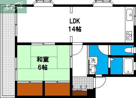 シティパレス西崎(1LDK/2階)の間取り写真