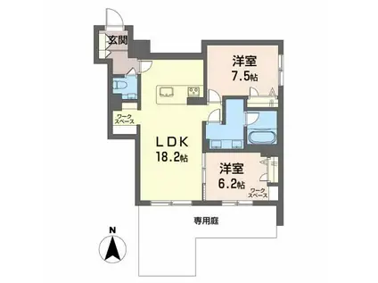 JM HIGASHIYAMA(2LDK/1階)の間取り写真