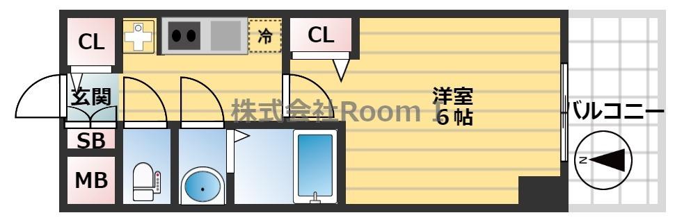 プレサンス松屋町ヴィゴラス(1K/3階)の間取り写真