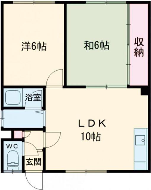 コーポ衣笠NO2(2LDK/2階)の間取り写真
