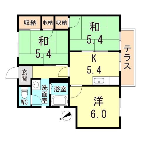ビュー苦楽園(3K/1階)の間取り写真