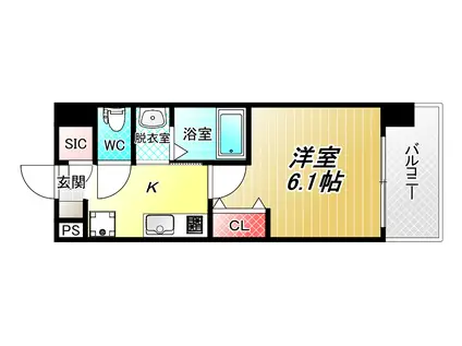 LUXE布施北III(1K/13階)の間取り写真