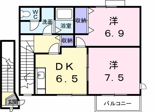 セナングA(2DK/2階)の間取り写真