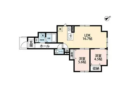 トリプレックス(2LDK/1階)の間取り写真