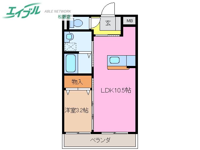 アンジュー(1LDK/1階)の間取り写真