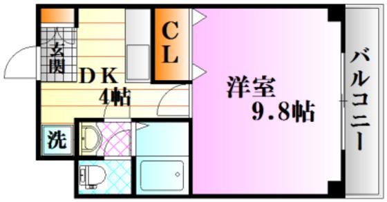 セレブ洋(1DK/3階)の間取り写真