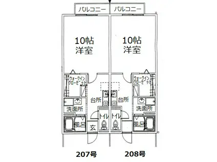 サンハイツ入船II(1K/2階)の間取り写真