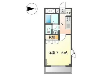 ラヴィアンローズ(1K/1階)の間取り写真