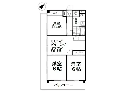 レジデンスイケダ(3LDK/4階)の間取り写真