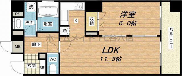 リーガル四ツ橋立売堀II(1LDK/2階)の間取り写真