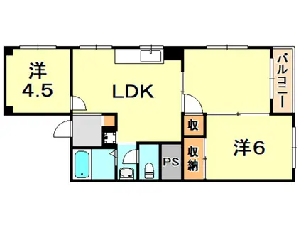 シャトレイユ(2LDK/5階)の間取り写真