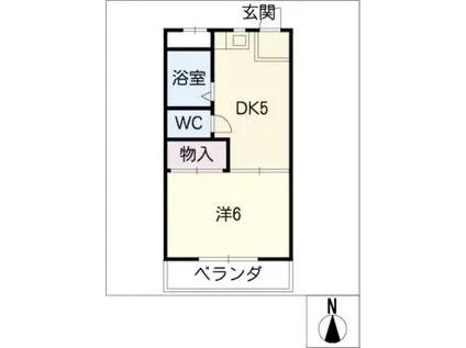 シャトー美山(1DK/2階)の間取り写真