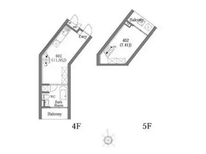 コムス上原(1LDK/4階)の間取り写真