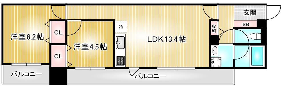 三の丸殿(2LDK/3階)の間取り写真