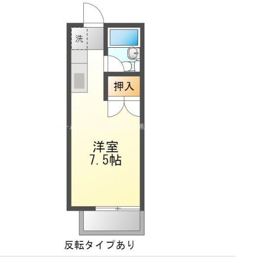 プリンスヒルC(ワンルーム/2階)の間取り写真