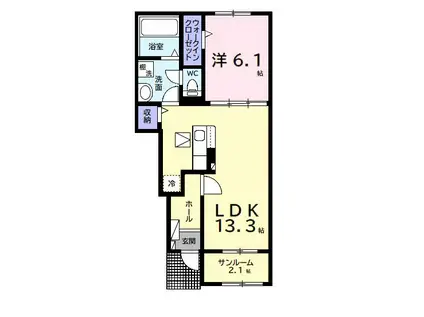 アクアヴィラ A(1LDK/1階)の間取り写真