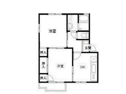 ルミネユー B館(2DK/1階)の間取り写真